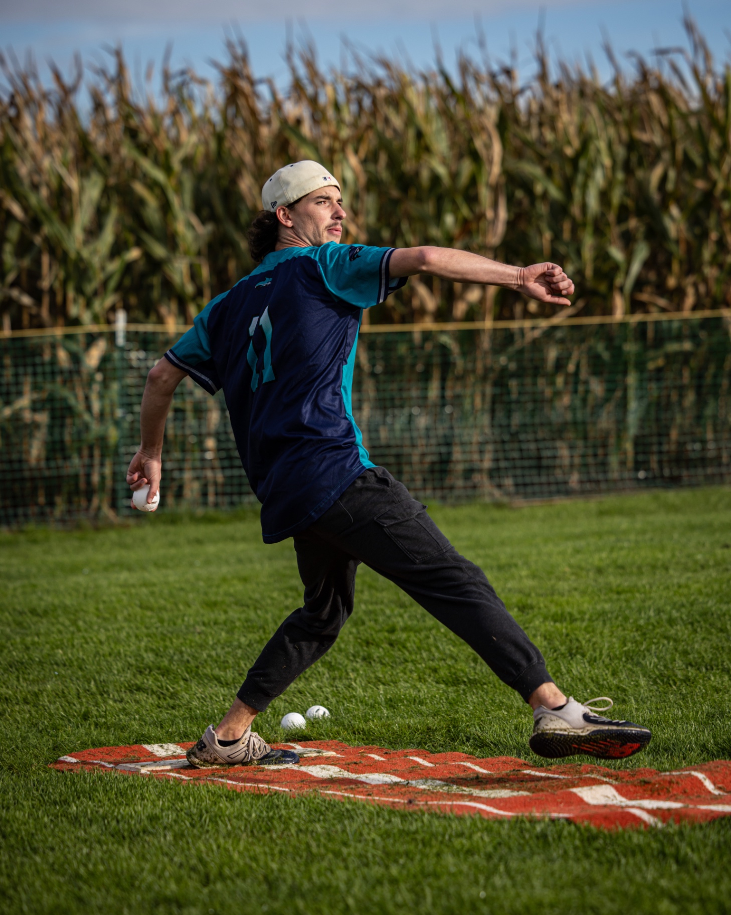 Pitcher on the mound in a Wiffle game