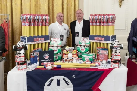 David and Stephen Mullany at the Wiffle Ball display in the White House