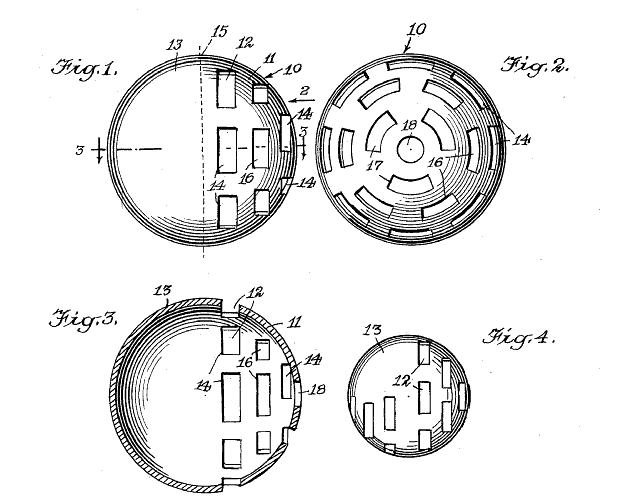 Wiffle ball patent drawing from ConnecticutHistory.org